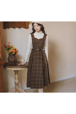 Plaid Woolen Midi Sundress cottagecoreclothes