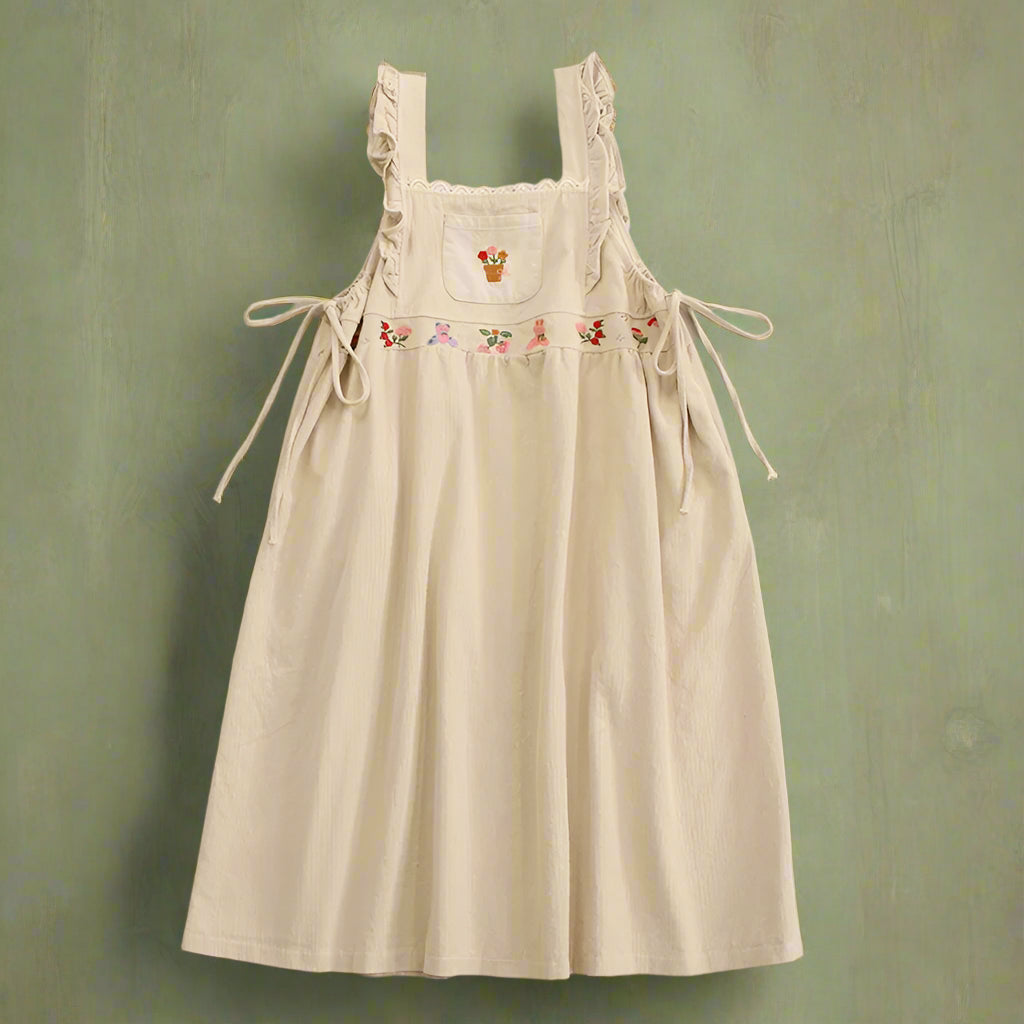 Mori Girl Sleeveless Embroidered Apron Dress cottagecoreclothes