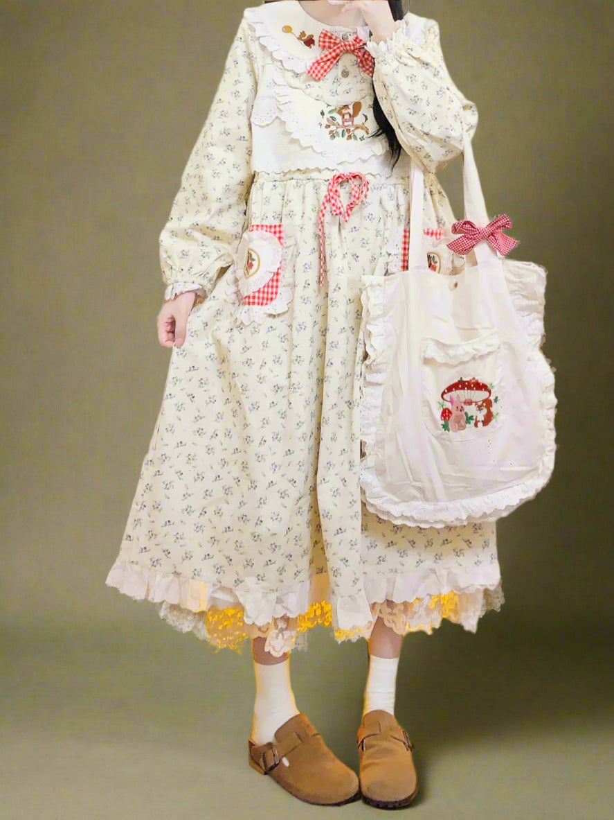 Mori Girl Patchwork Apron Dress cottagecoreclothes