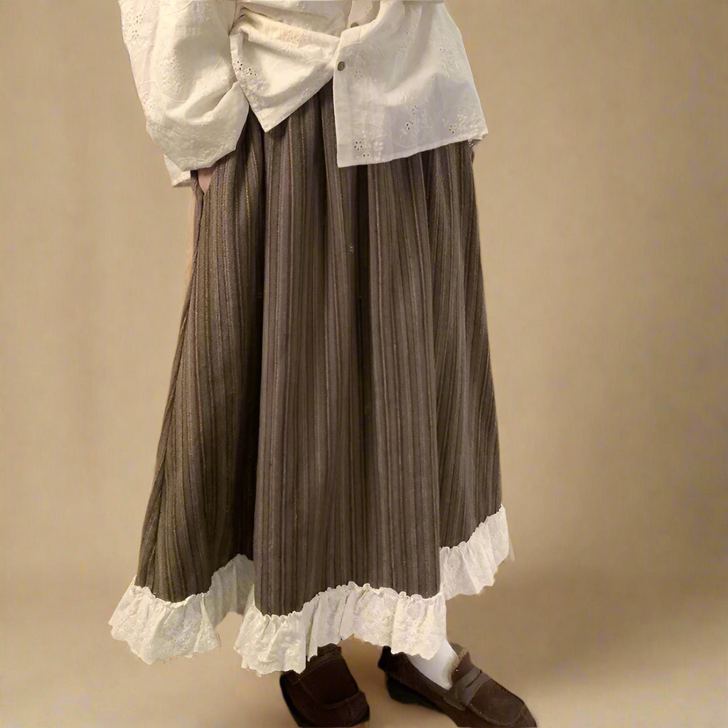 Vintage Lace Hem Midi Skirt cottagecoreclothes