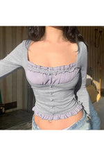 Ruffles Patchwork T-Shirts cottagecoreclothes