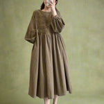 Mori Girl Embroidered Babydoll Midi Dress cottagecoreclothes