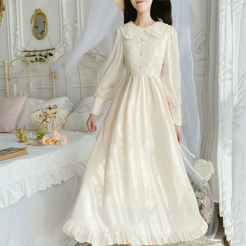 Cottagecore Pan Collar Midi Dress