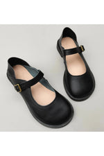 Round Toe Cowhide Shoes cottagecoreclothes