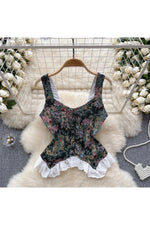 Retro Print Lace Top cottagecoreclothes