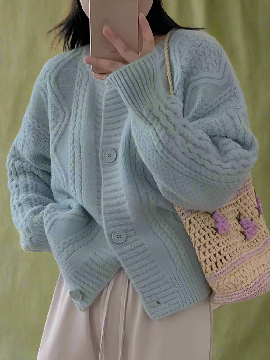 Vintage-Inspired Oversized Knit Cardigan cottagecoreclothes