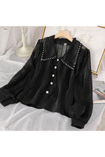 Chic Hollow Pan Collar Shirt cottagecoreclothes