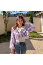 Korean Plaid Cropped Fall Cardigan cottagecoreclothes