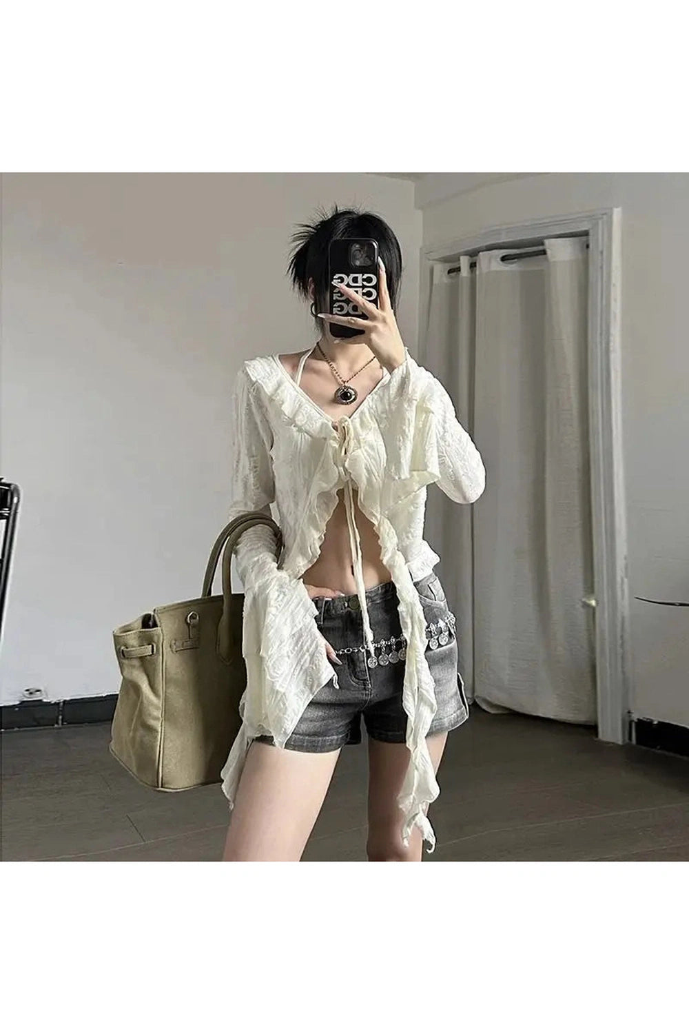 Gothic Lace Up Crop Shirt cottagecoreclothes