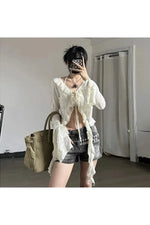 Gothic Lace Up Crop Shirt cottagecoreclothes