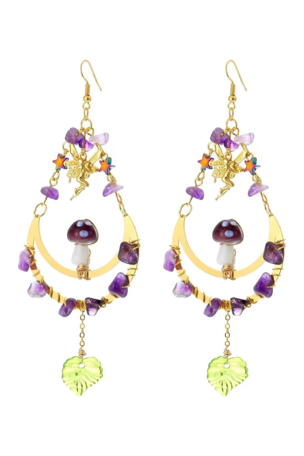 Moon Leaf Mushroom Earrings cottagecoreclothes