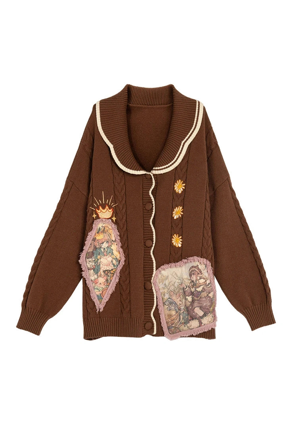 Vintage Knitted Cartoon Fall Cardigan cottagecoreclothes