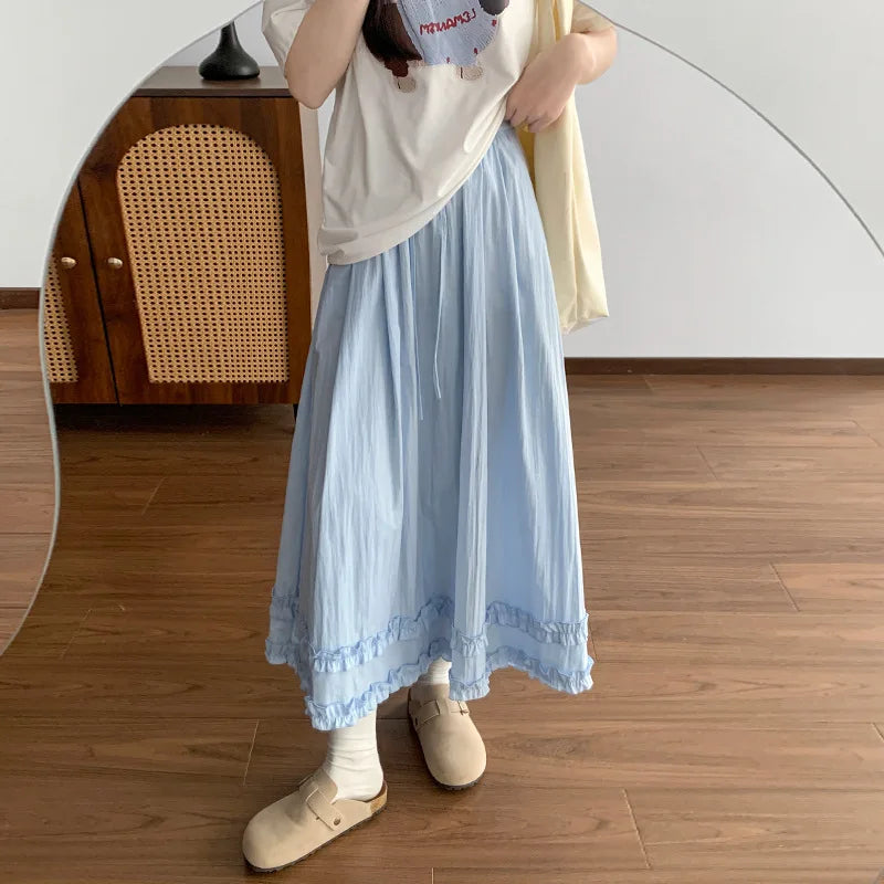 Prairie Blush Double-Ruffle Maxi Skirt