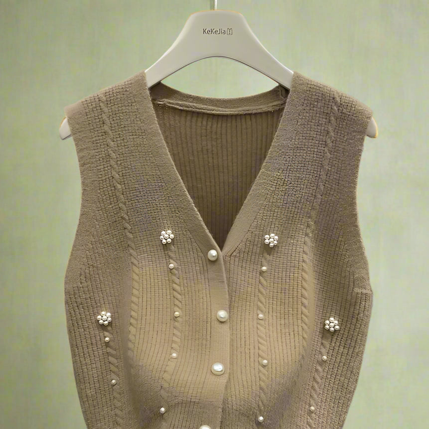 Vintage V-Neck Buttoned Sweater Vest cottagecoreclothes