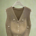 Vintage V-Neck Buttoned Sweater Vest cottagecoreclothes