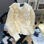 Mori Girl Peter Pan Collar Ruffle Shirt cottagecoreclothes