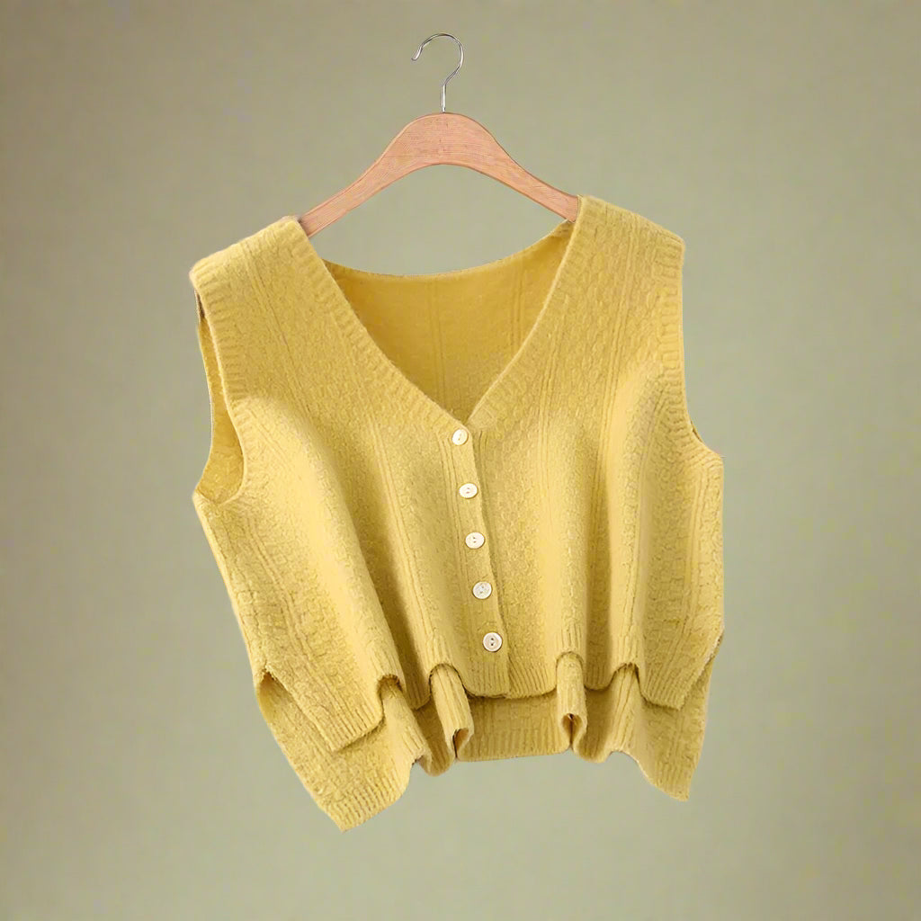 Vintage Button-Up Flared Sweater Vest cottagecoreclothes