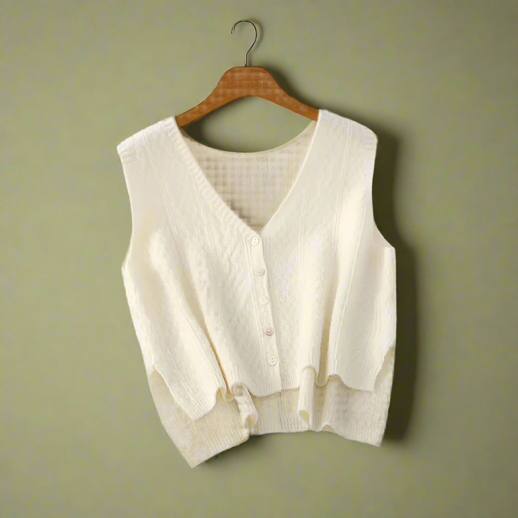 Vintage Button-Up Flared Sweater Vest cottagecoreclothes