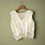 Vintage Button-Up Flared Sweater Vest cottagecoreclothes