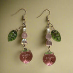 Fairycore Leaf and Peach Beaded Earrings cottagecoreclothes