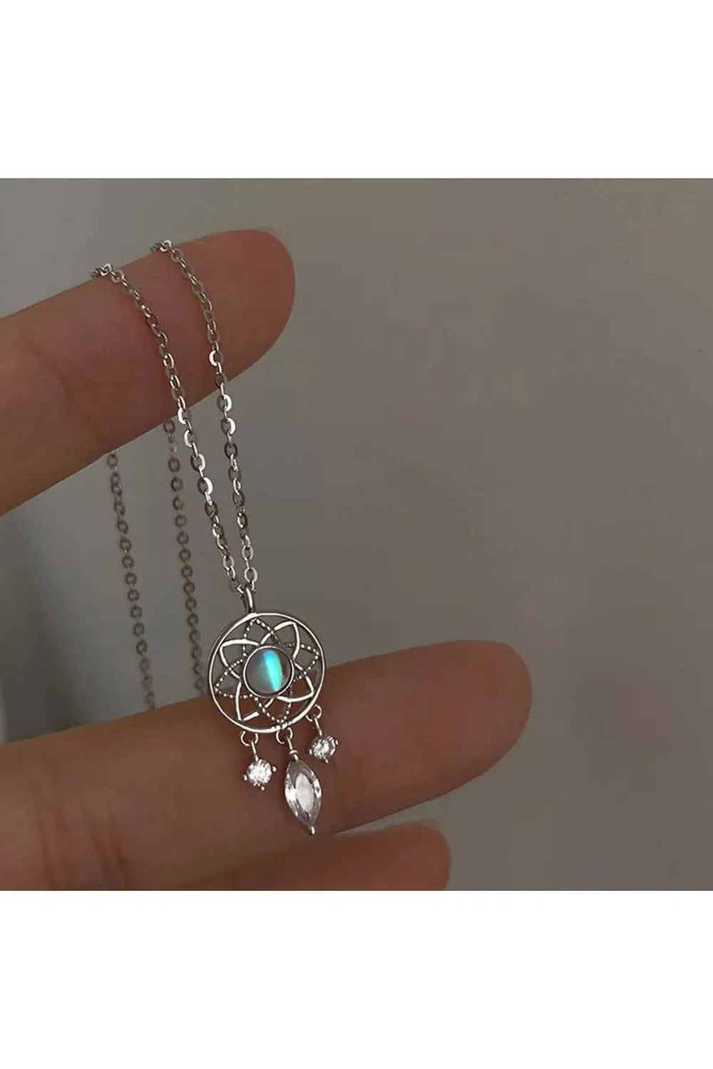 Fairycore Moonstone Dreamcatcher Necklace cottagecoreclothes