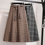 Vintage Plaid Belted Midi Skirt cottagecoreclothes