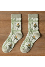 Cottagecore Green Embroidery Socks cottagecoreclothes