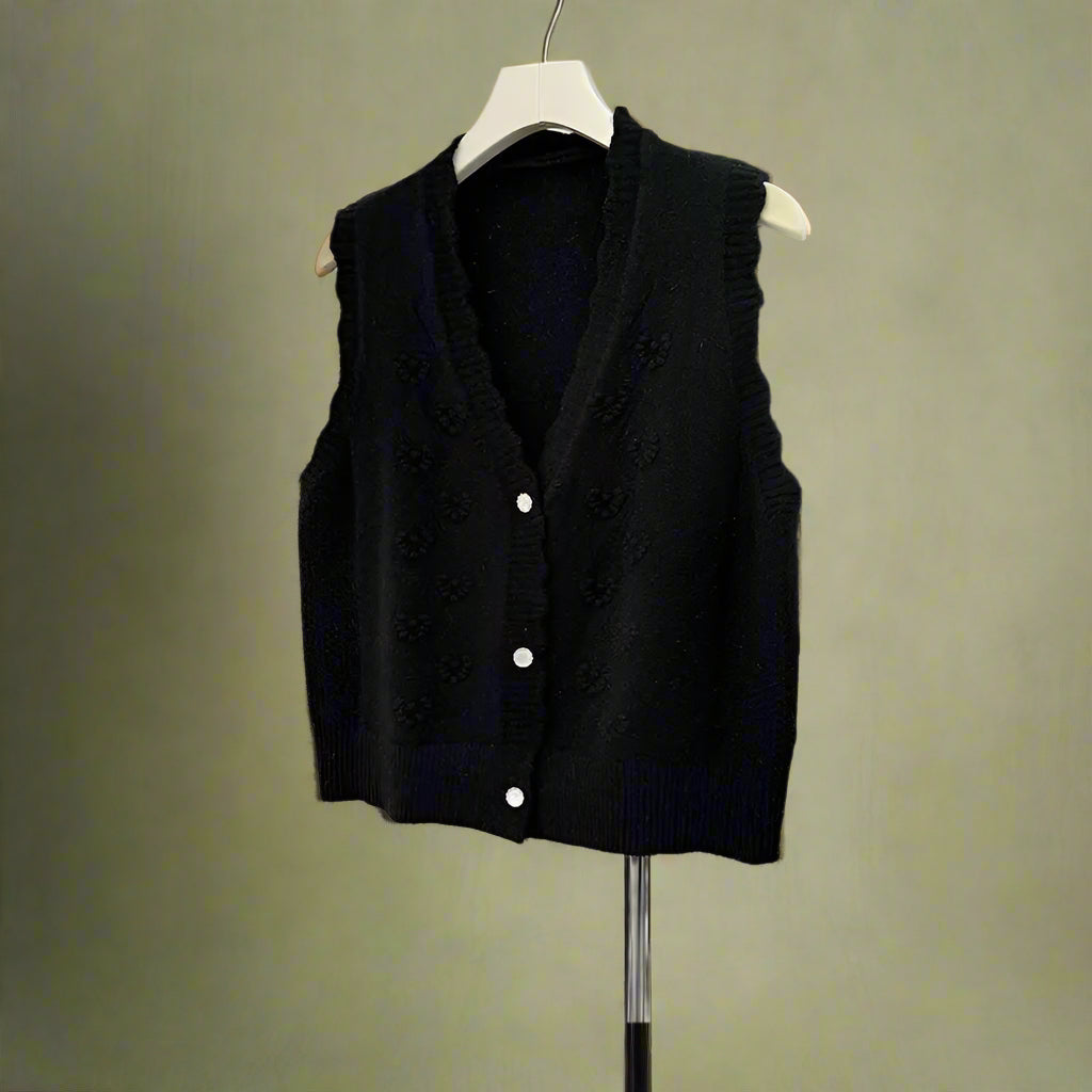 Cottagecore Floral Knit Scalloped Vest cottagecoreclothes