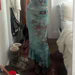 Fairycore Floral Print Ruffle Hem Mesh Skirt cottagecoreclothes