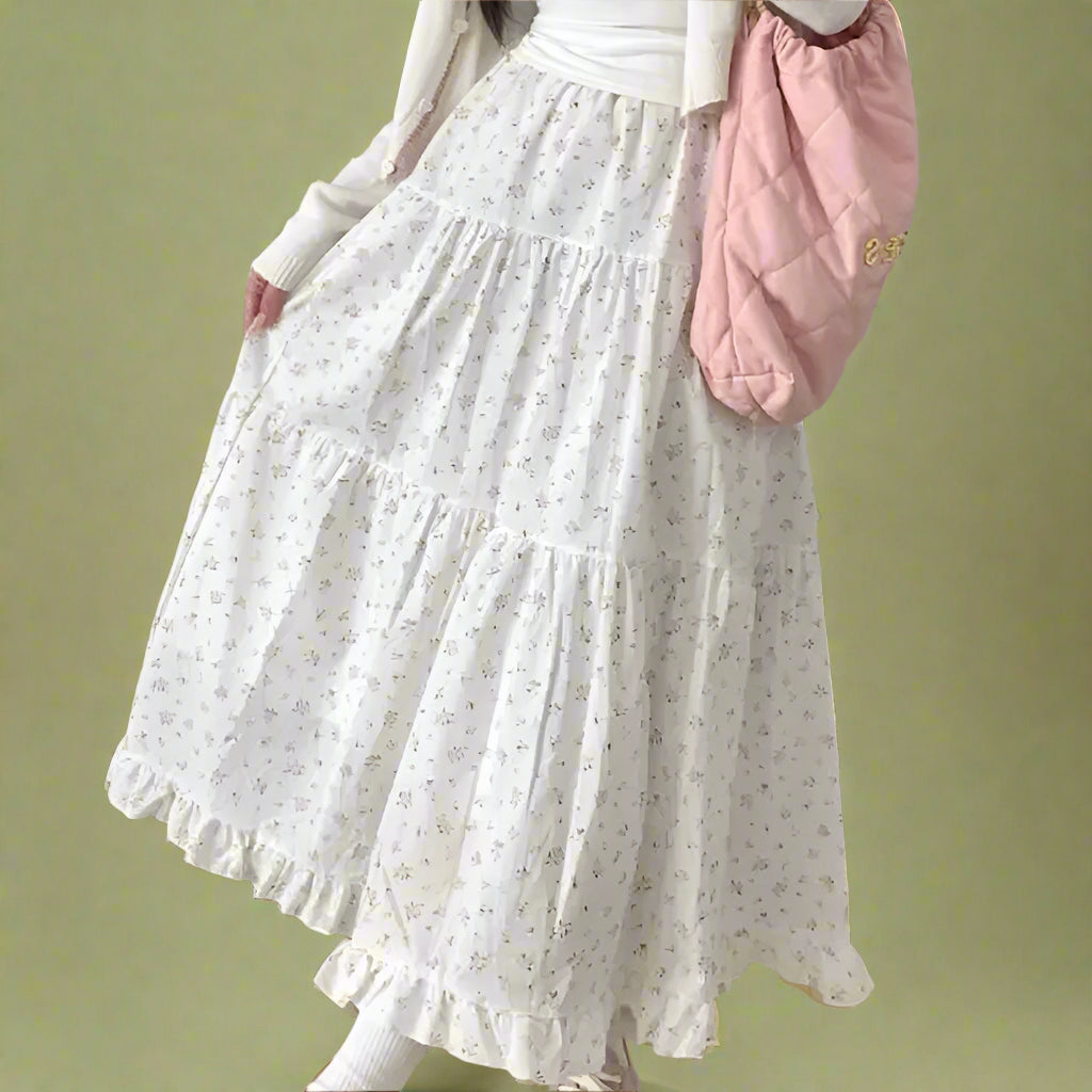 Cottagecore Floral Ruffled Tiered Skirt cottagecoreclothes
