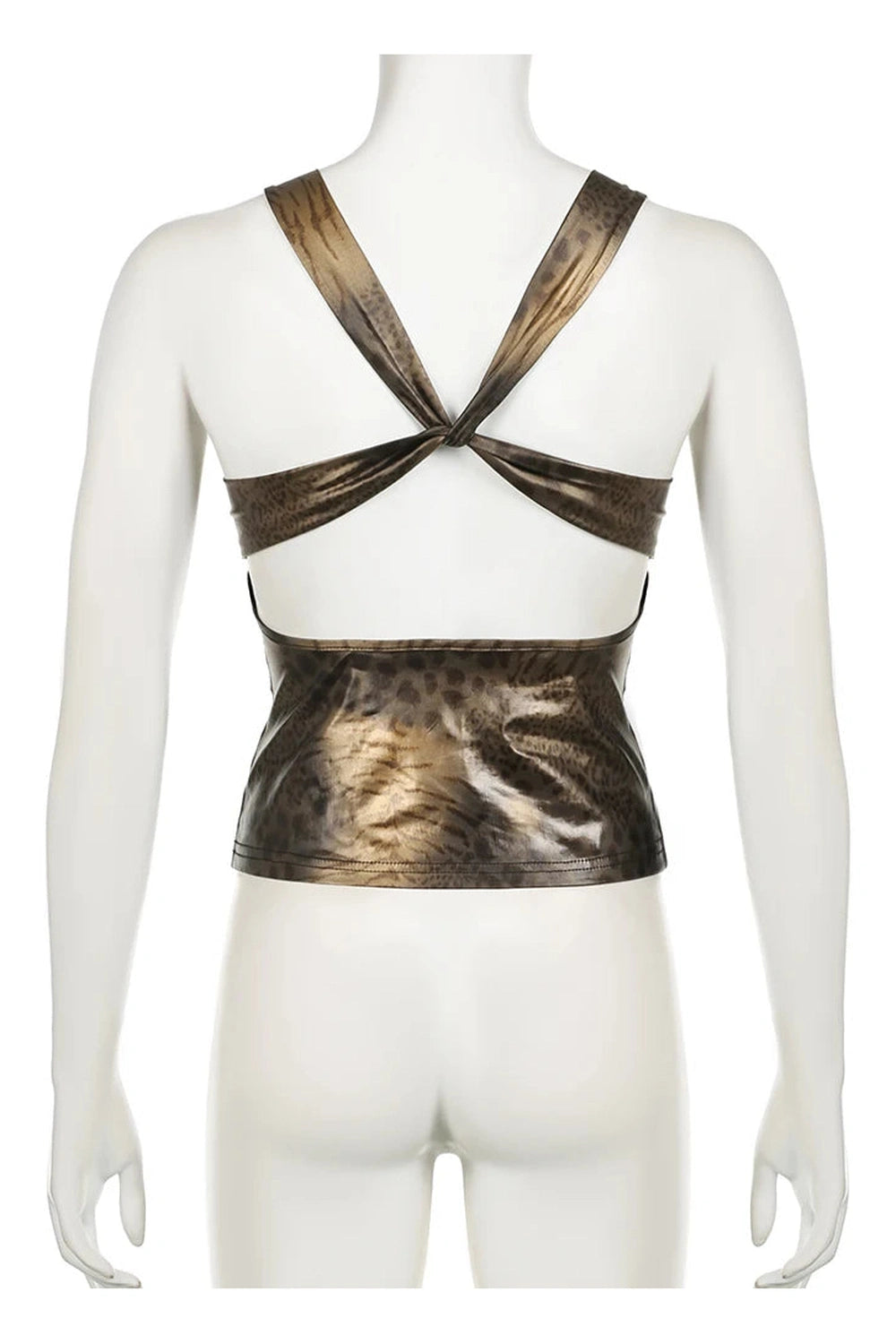 Retro Bronze Leopard Print Top cottagecoreclothes