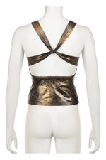 Retro Bronze Leopard Print Top cottagecoreclothes