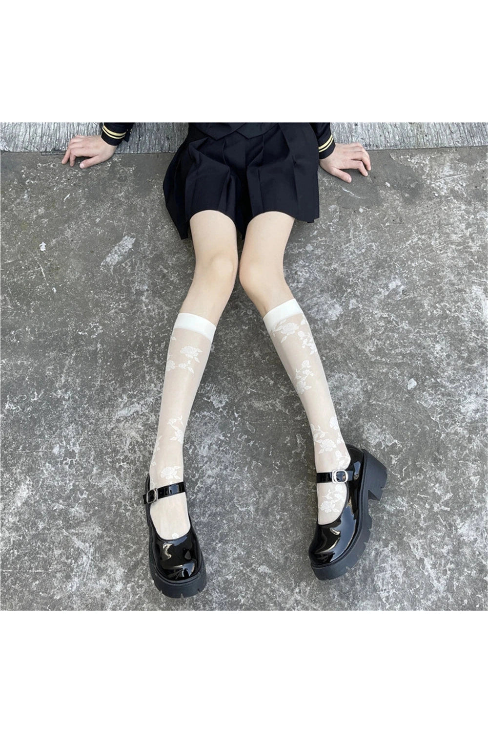 Floral Mesh Knee-High Socks cottagecoreclothes