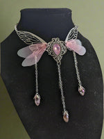 Fairycore Crystal Winged Pendant Necklace cottagecoreclothes