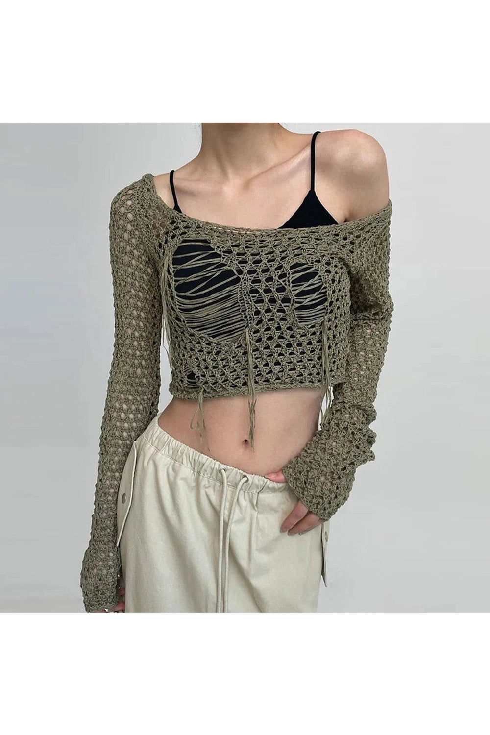 Knit Rib Slash Collar Top cottagecoreclothes