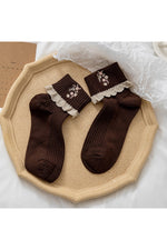 Retro Lace Ruffle Floral Socks cottagecoreclothes
