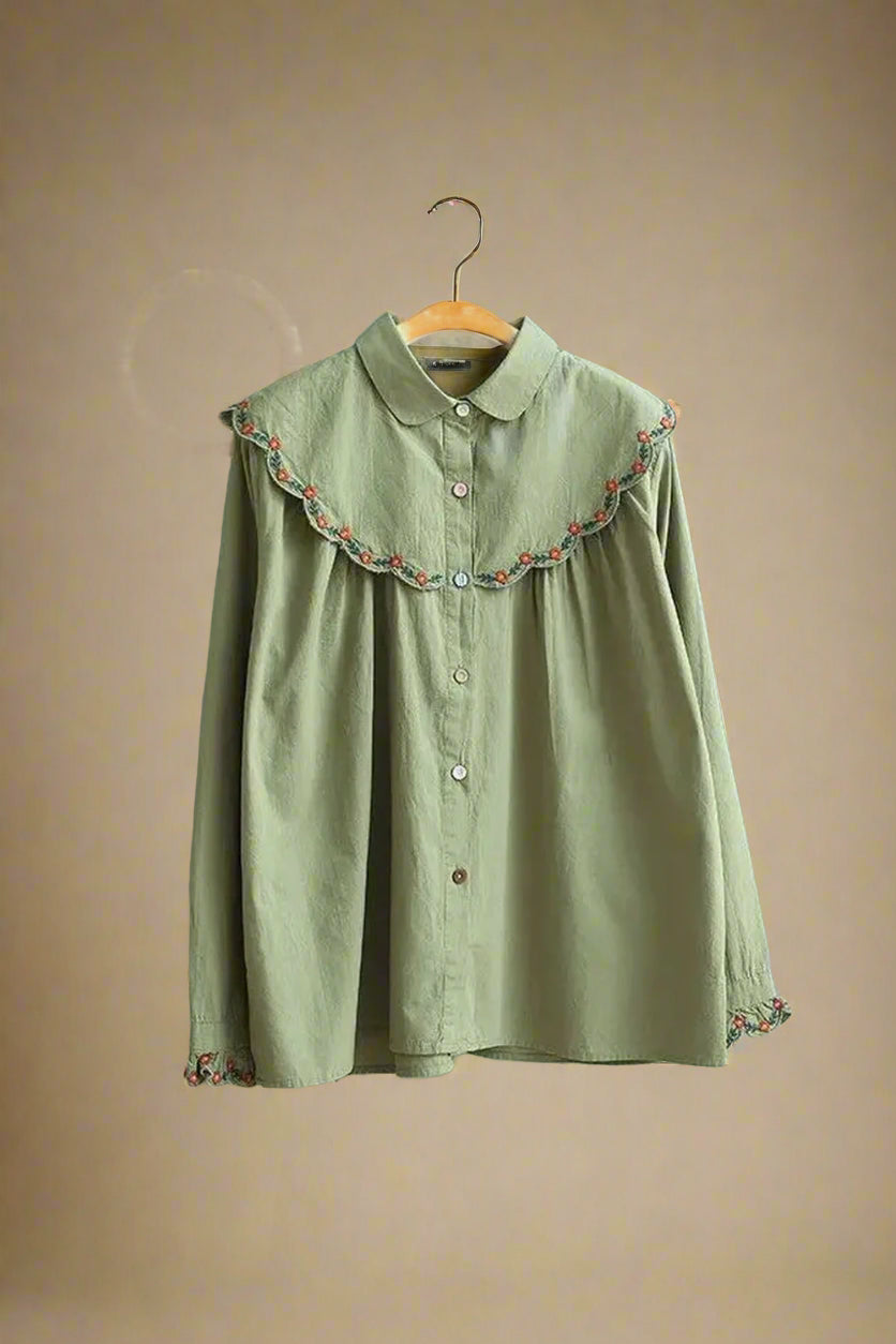 Cottagecore Embroidered Petal Collar Blouse cottagecoreclothes