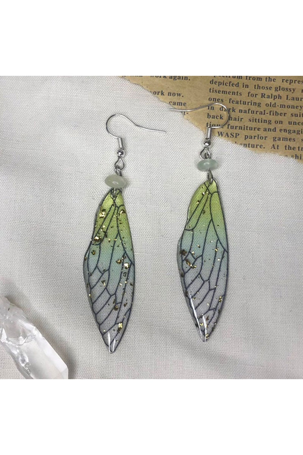 Green Fairy Wing Earrings cottagecoreclothes