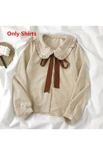 Mori Girl Bow Tie Plaid Outfit Set cottagecoreclothes