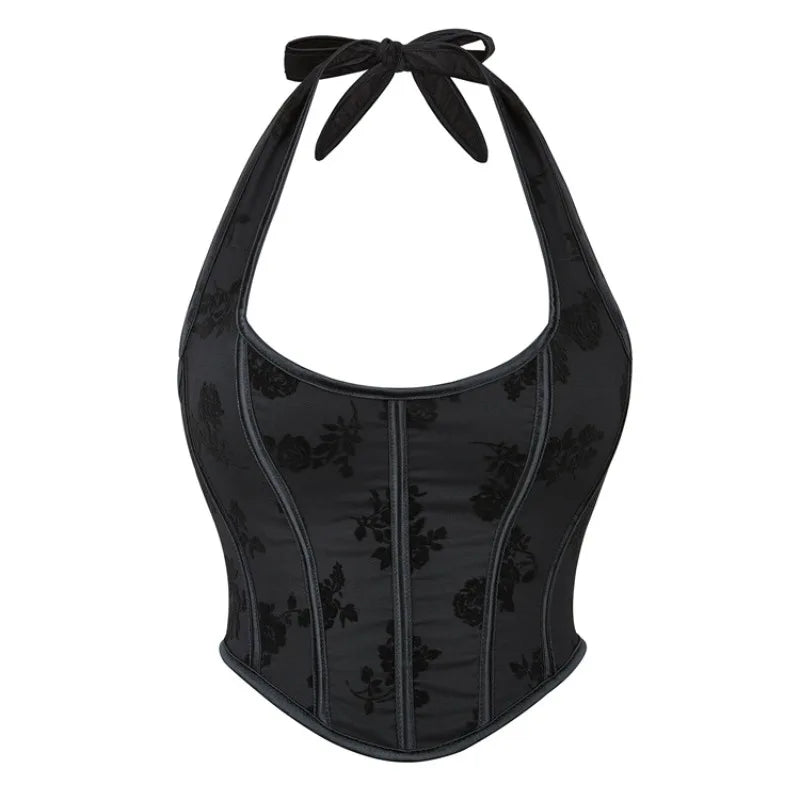 Gothiccore Floral Velvet Corset Top