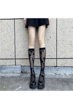 Floral Mesh Knee-High Socks cottagecoreclothes
