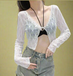 Fairycore Sheer Mesh Crop Fall Cardigan cottagecoreclothes