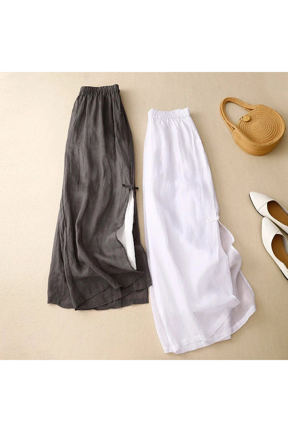 Mori Girl Wide-Leg Linen Pants cottagecoreclothes
