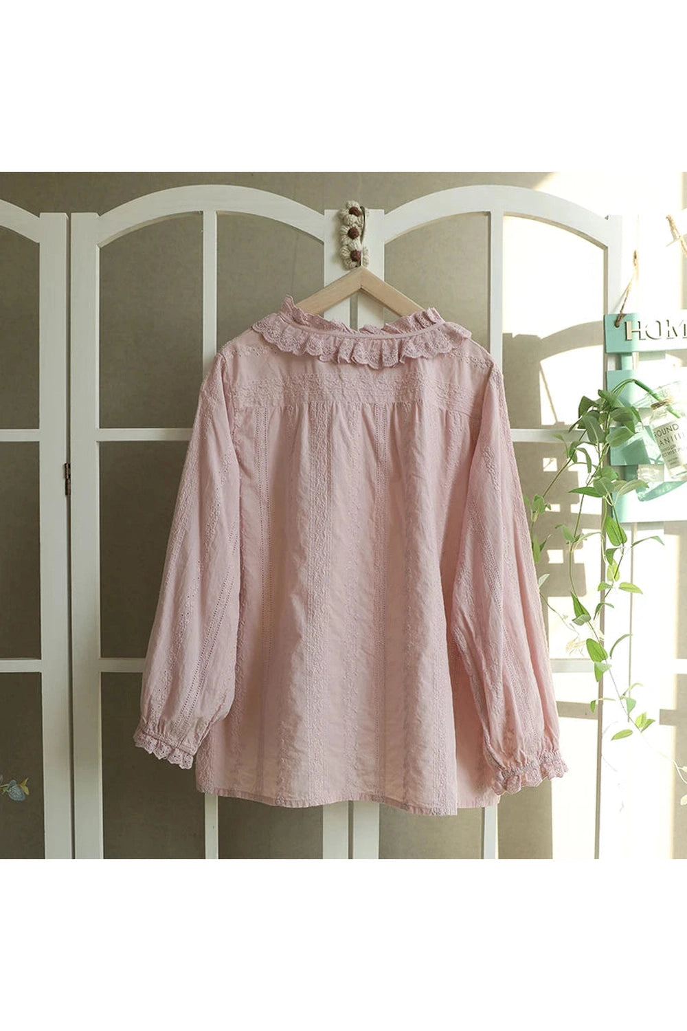 Solid Color Embroidered Shirt cottagecoreclothes