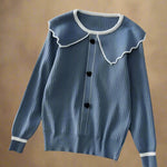 Vintage Contrast-Trim Ribbed Knit Sweater cottagecoreclothes