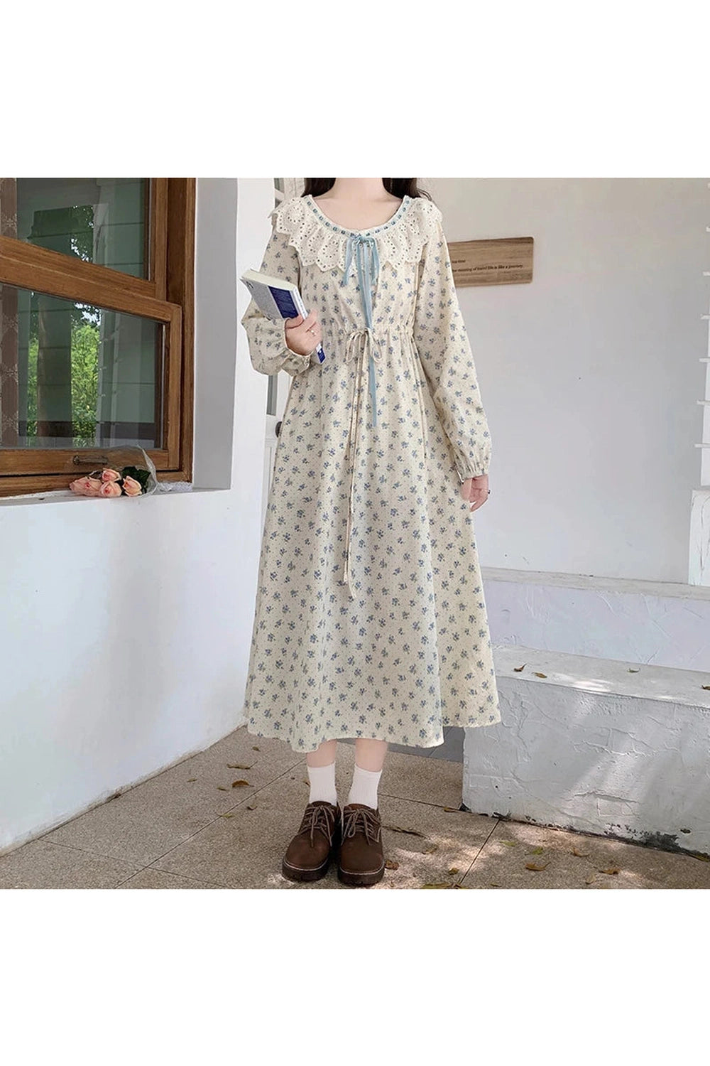 Mori Girl Floral Autumn Dress cottagecoreclothes