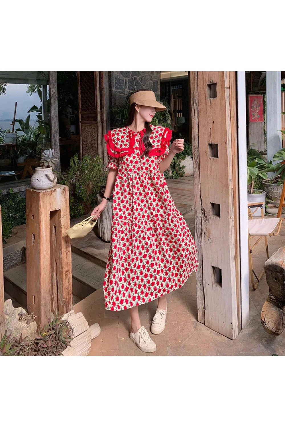 Maternity Ruffled Peter Pan Dress cottagecoreclothes