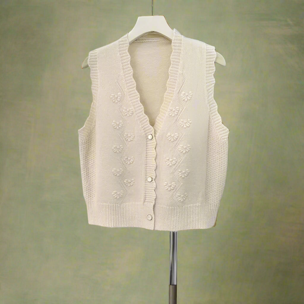 Cottagecore Floral Knit Scalloped Vest cottagecoreclothes