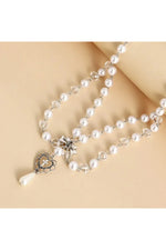 Pearls Heart Cross Necklace cottagecoreclothes