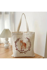 Mori Girl Woodland Fox Canvas Bag cottagecoreclothes